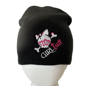 Girl Tuff Beanie Ski Cap Hat Black Embroidered Skull Logo Winter Snow Gorpcore